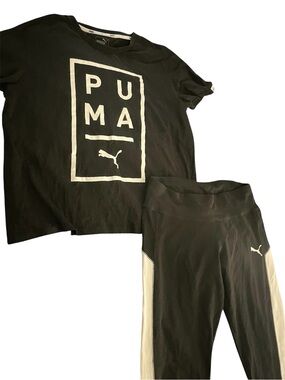 Puma Black Athletic Crop Top with White Logo